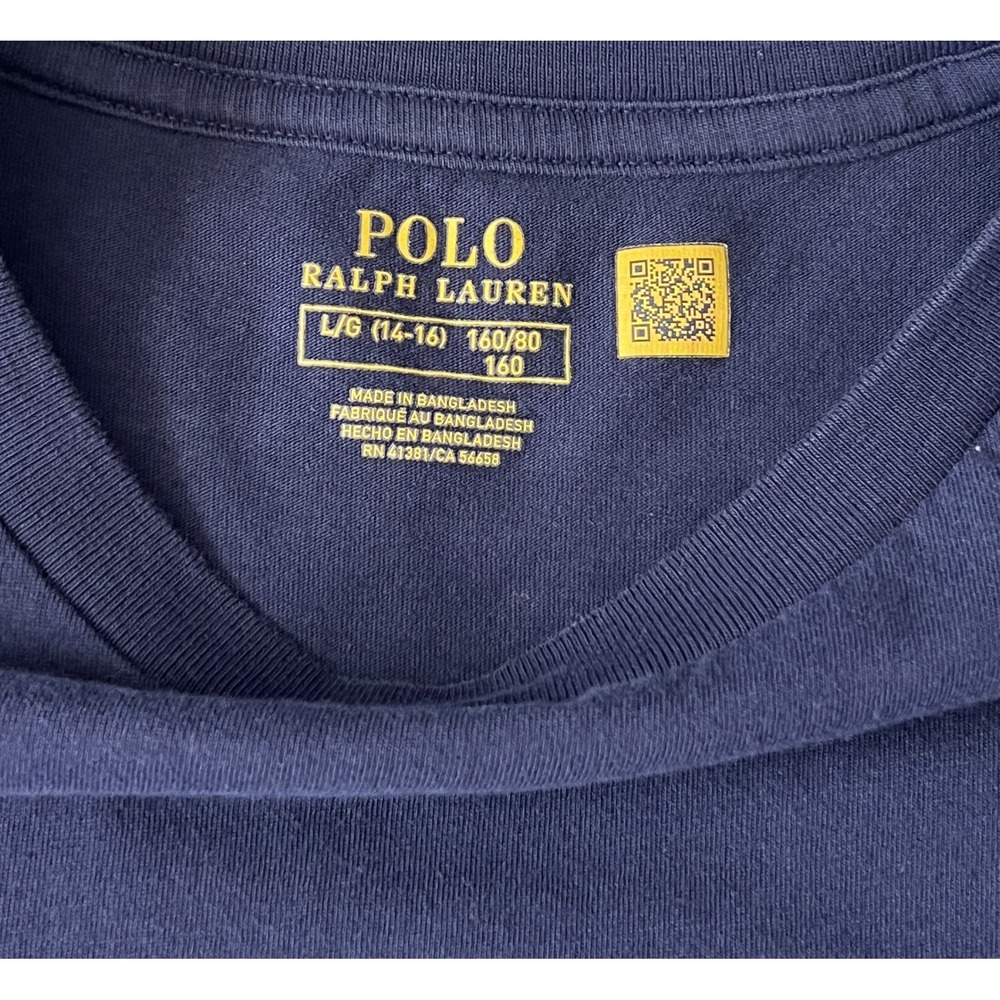 Lot of 2 Polo Ralph Lauren T-shirts Boys 14/16 Navy Blue w/Logo Preppy Retro - Picture 5 of 6